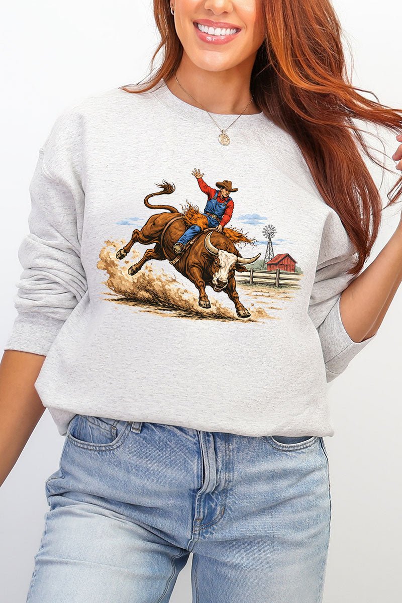 Vintage Rodeo Cowboy Ecosmart Crewneck Sweatshirt - Wholesale Accessory Market