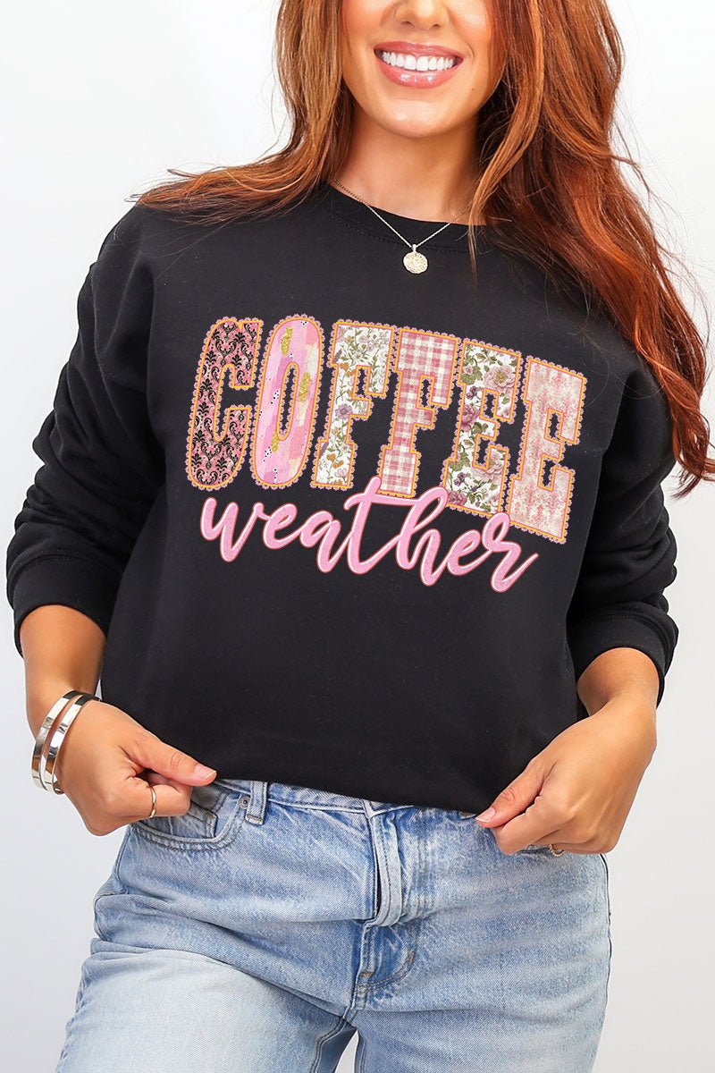 Pink Lace Coffee Weather Ecosmart Crewneck Sweatshirt - Wholesale Accessory Market