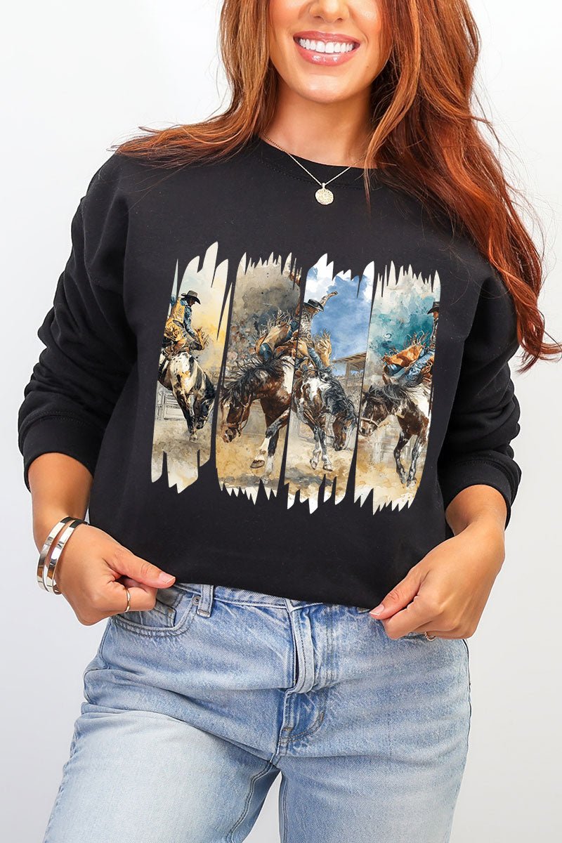 Retro Rodeo Rebel Ecosmart Crewneck Sweatshirt - Wholesale Accessory Market