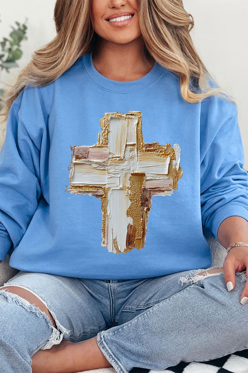 The Painted Gilded Cross Ecosmart Crewneck Sweatshirt - Wholesale Accessory Market