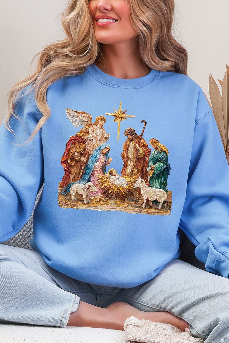 The Painted Nativity Scene Ecosmart Crewneck Sweatshirt - Wholesale Accessory Market