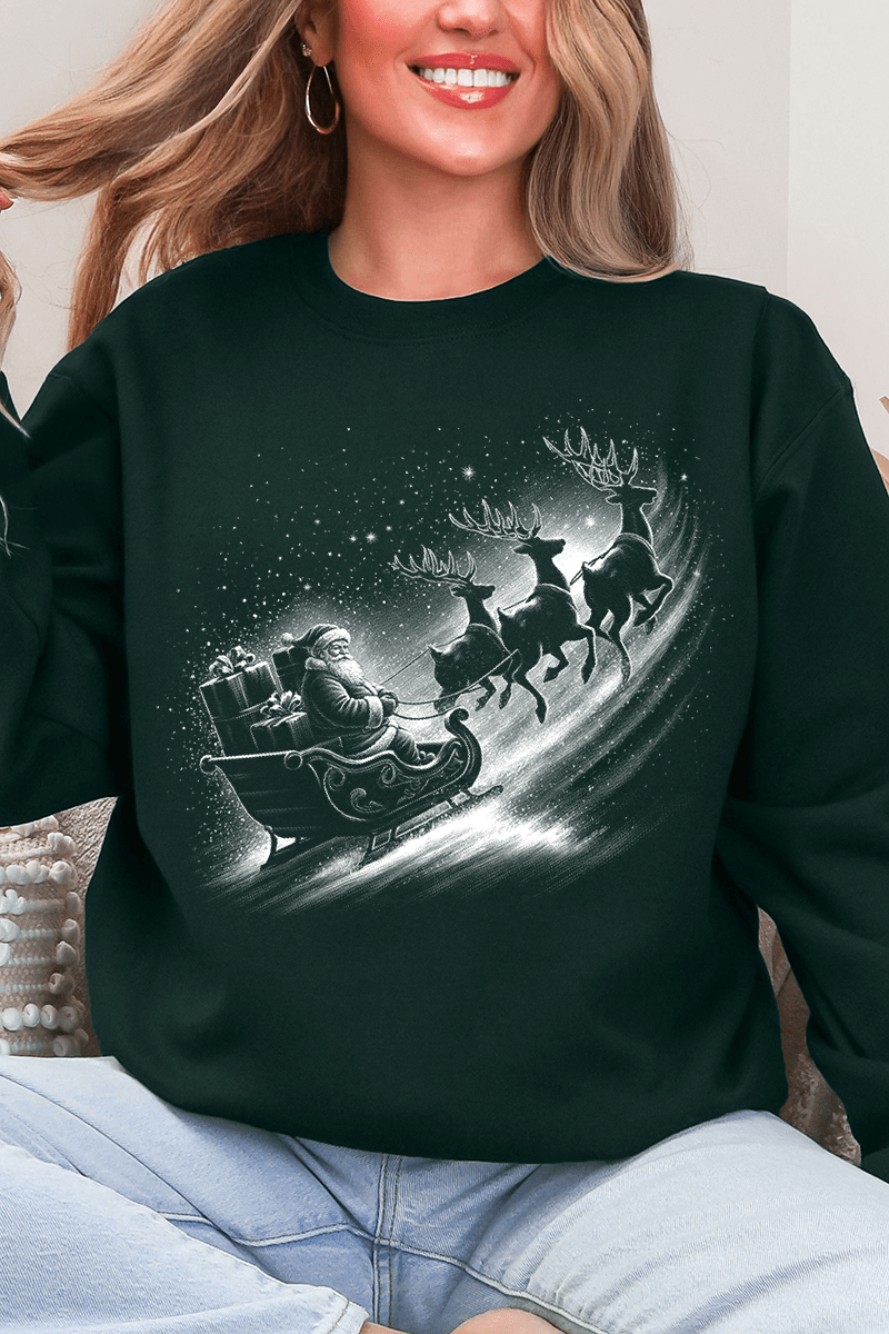 Vintage Santa Sleigh Ecosmart Crewneck Sweatshirt - Wholesale Accessory Market
