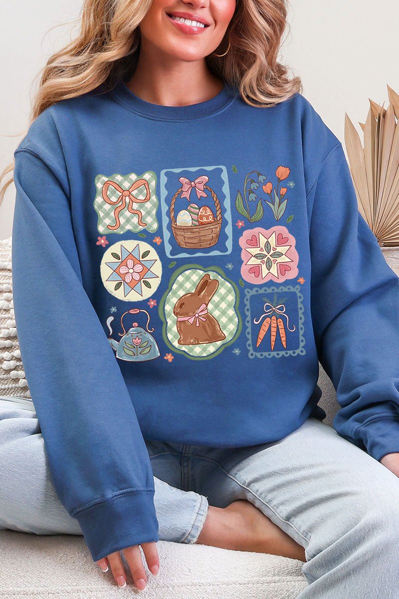 Blossom Bunny Patch Ecosmart Crewneck Sweatshirt - Wholesale Accessory Market