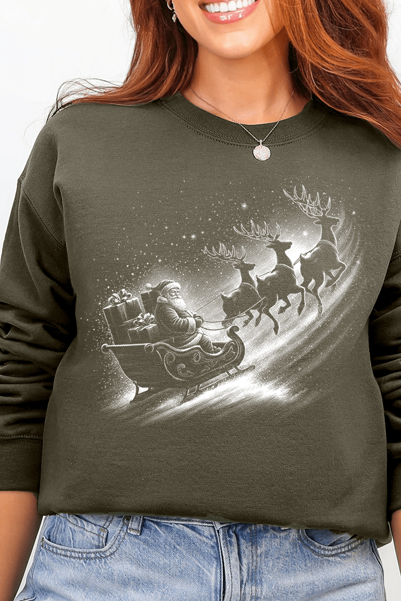 Vintage Santa Sleigh Ecosmart Crewneck Sweatshirt - Wholesale Accessory Market