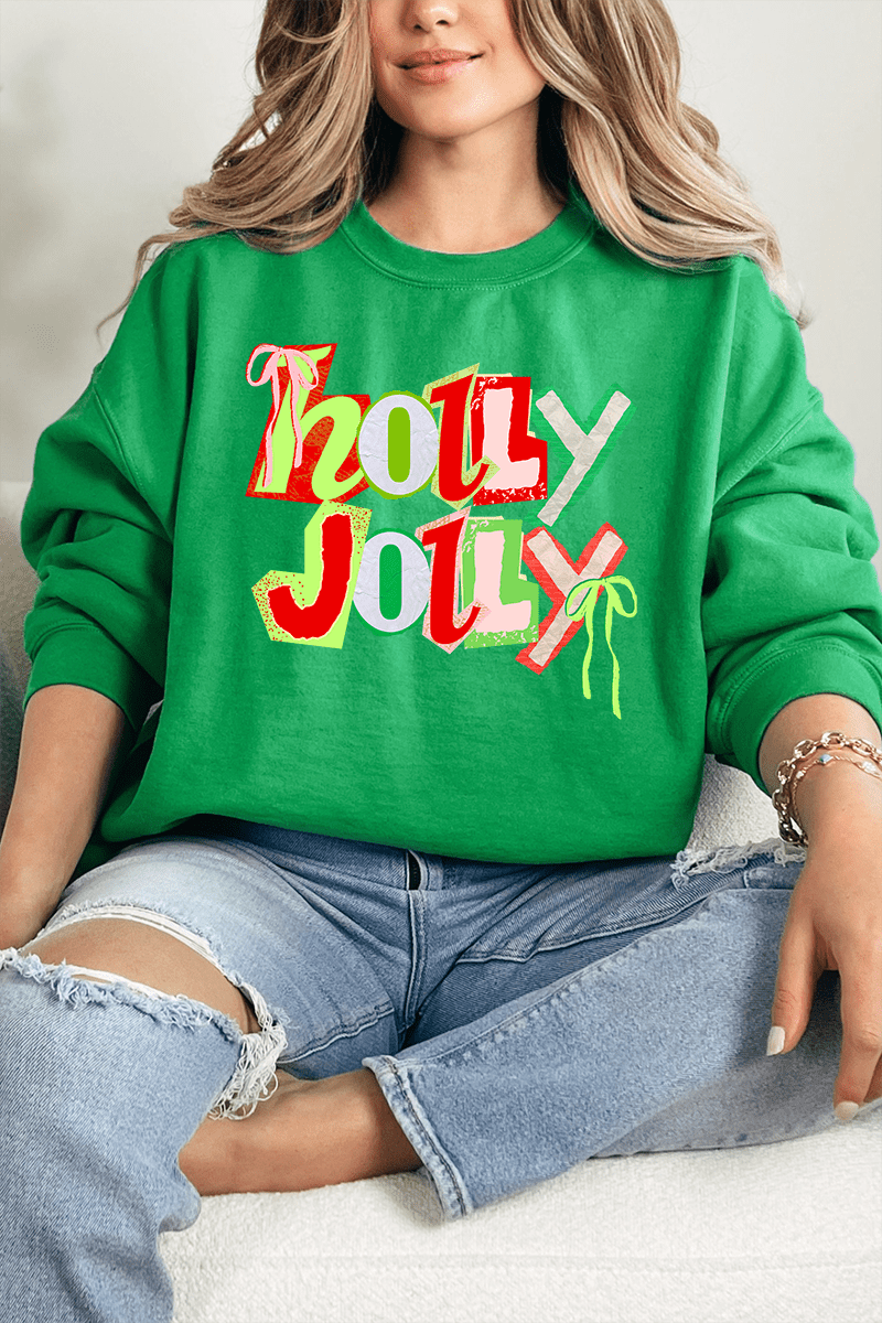 Retro Holly Jolly Ecosmart Crewneck Sweatshirt - Wholesale Accessory Market