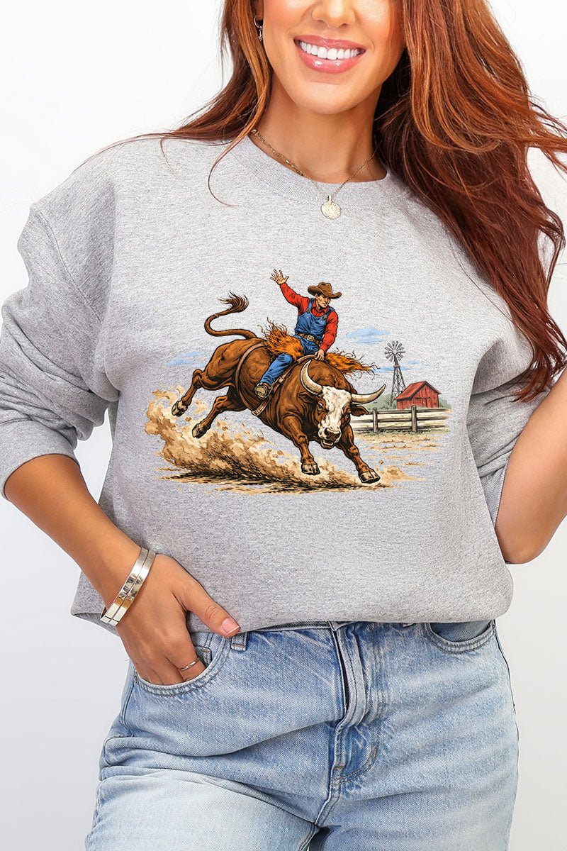 Vintage Rodeo Cowboy Ecosmart Crewneck Sweatshirt - Wholesale Accessory Market