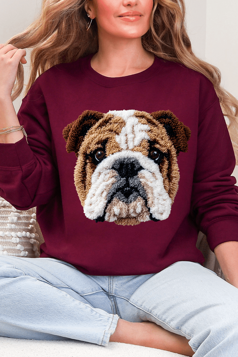 Faux Yarn English Bulldog Ecosmart Crewneck Sweatshirt - Wholesale Accessory Market