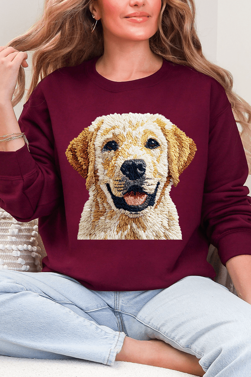 Faux Yarn Yellow Labrador Retriever Ecosmart Crewneck Sweatshirt - Wholesale Accessory Market