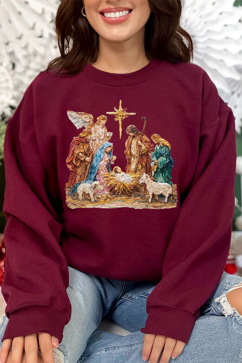 The Painted Nativity Scene Ecosmart Crewneck Sweatshirt - Wholesale Accessory Market
