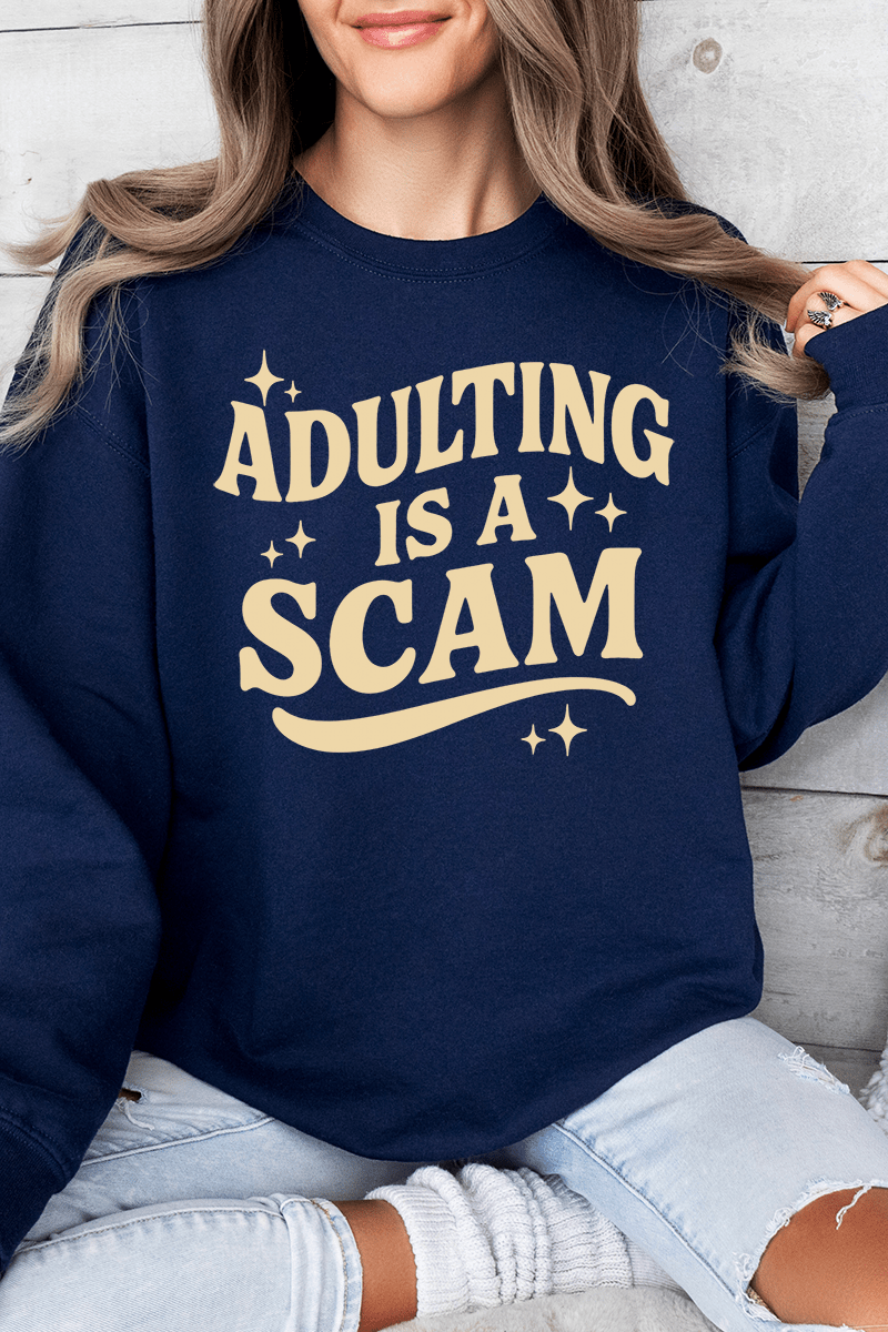 Adulting Is A Scam Ecosmart Crewneck Sweatshirt - Wholesale Accessory Market