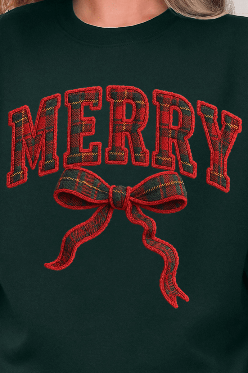 Merry In Plaid Ecosmart Crewneck Sweatshirt - Wholesale Accessory Market