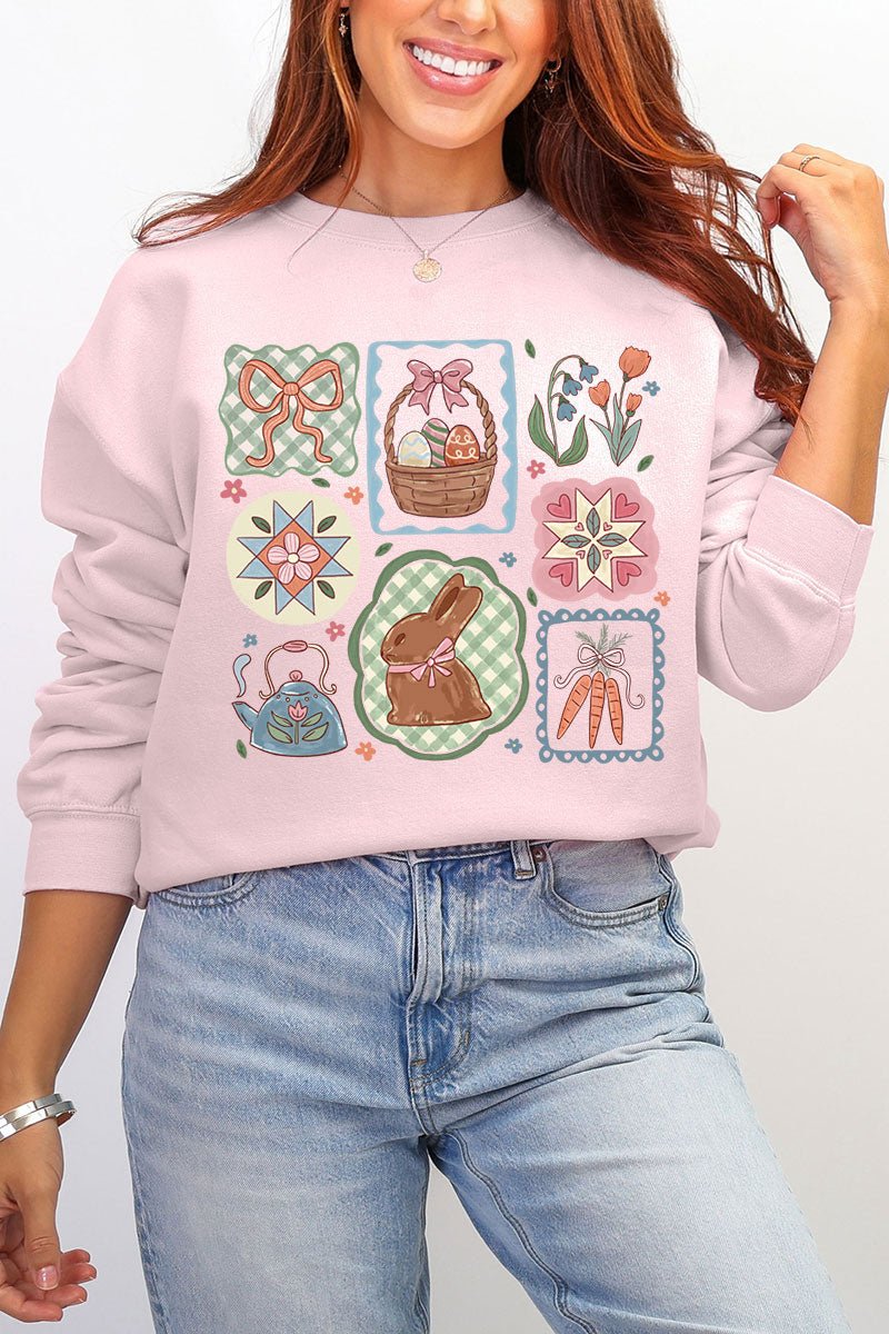 Blossom Bunny Patch Ecosmart Crewneck Sweatshirt - Wholesale Accessory Market