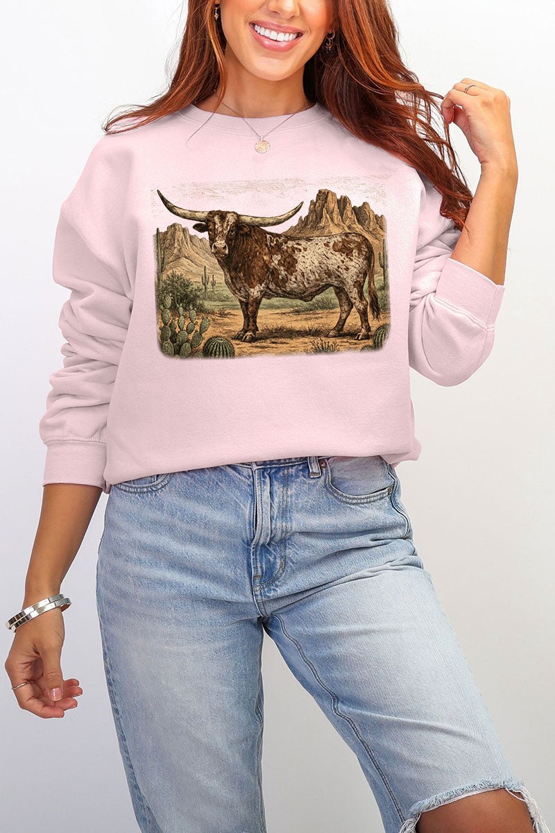 Desert Monarch Longhorn Ecosmart Crewneck Sweatshirt - Wholesale Accessory Market