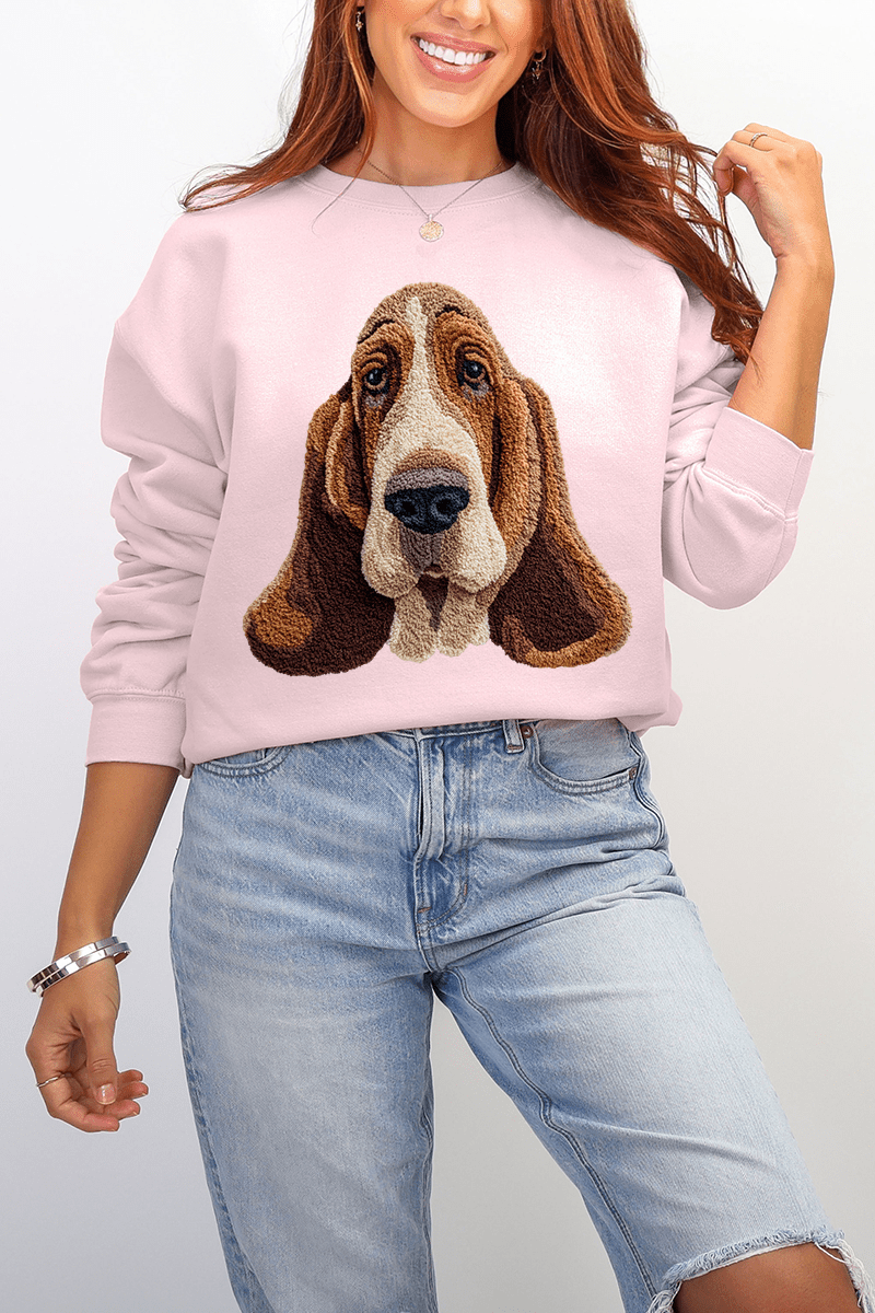Faux Yarn Basset Hound Ecosmart Crewneck Sweatshirt - Wholesale Accessory Market