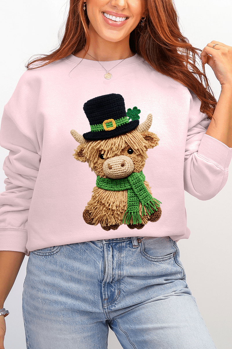 Shamrock & Moo Faux Yarn Ecosmart Crewneck Sweatshirt - Wholesale Accessory Market