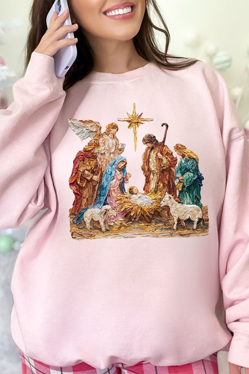 The Painted Nativity Scene Ecosmart Crewneck Sweatshirt - Wholesale Accessory Market