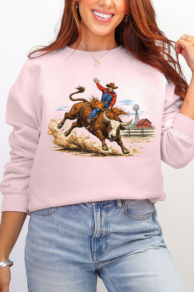 Vintage Rodeo Cowboy Ecosmart Crewneck Sweatshirt - Wholesale Accessory Market