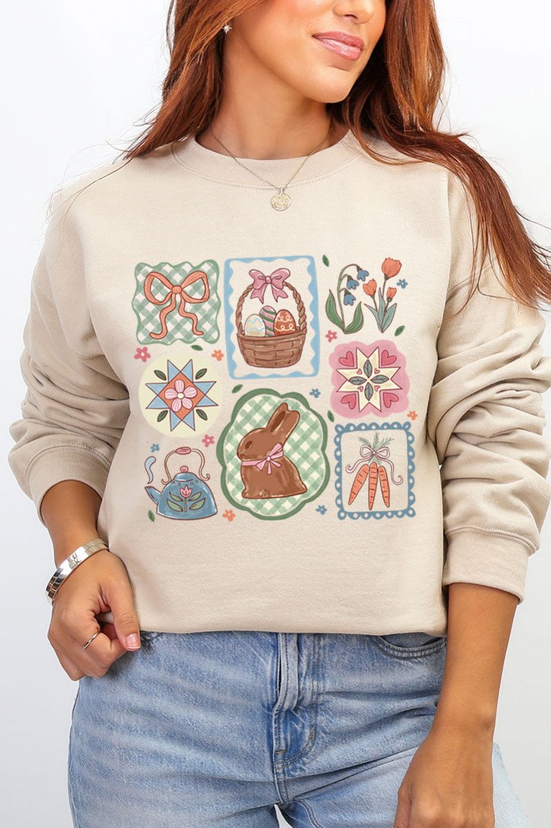 Blossom Bunny Patch Ecosmart Crewneck Sweatshirt - Wholesale Accessory Market