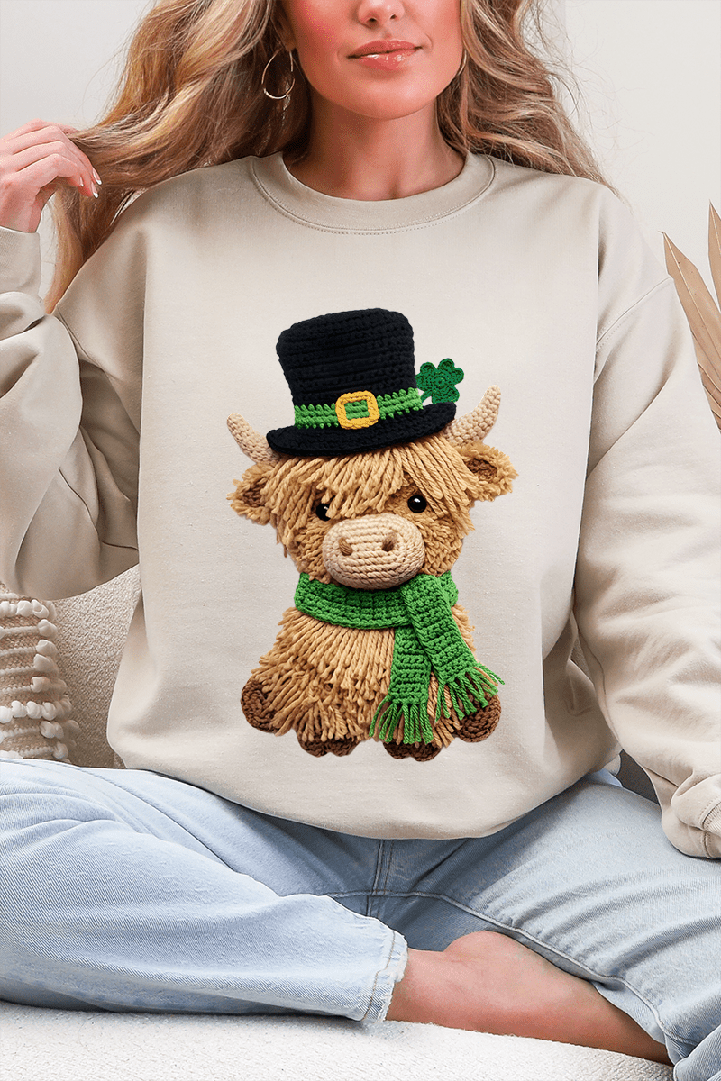 Shamrock & Moo Faux Yarn Ecosmart Crewneck Sweatshirt - Wholesale Accessory Market