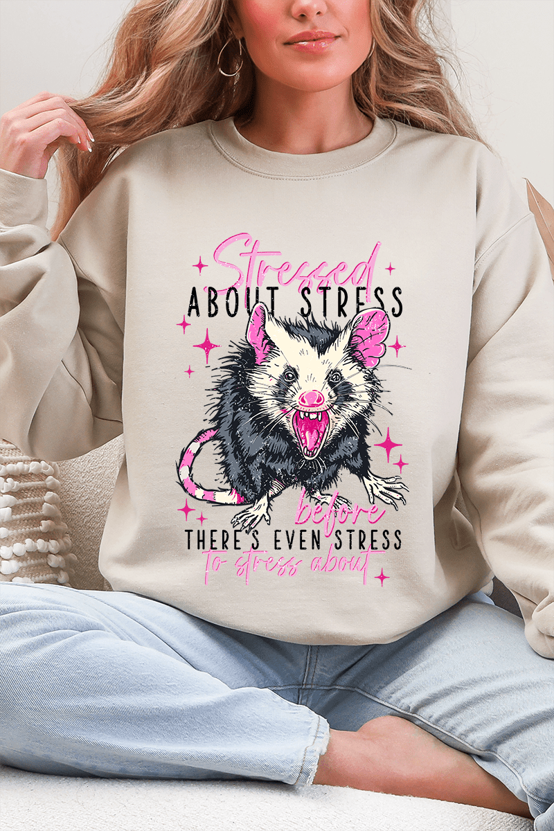 Stressed About Stress Ecosmart Crewneck Sweatshirt - Wholesale Accessory Market