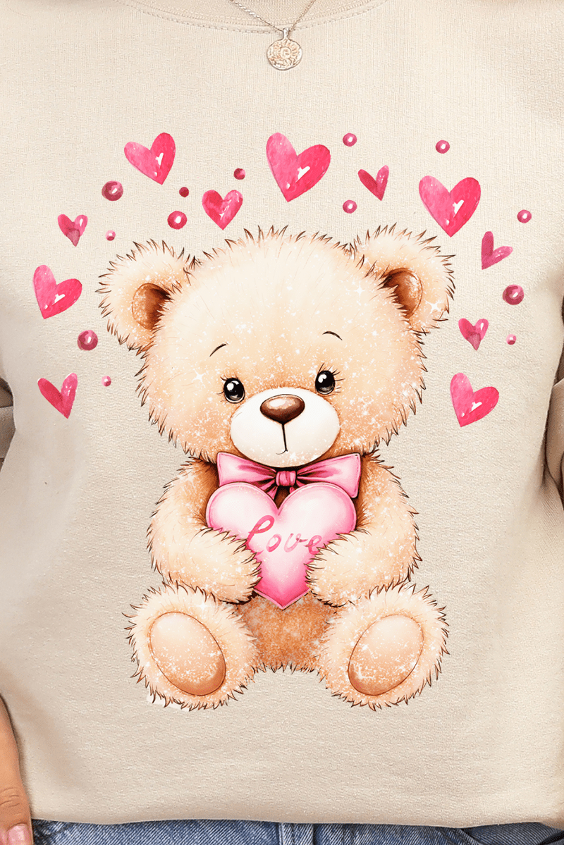 Teddy In Love Ecosmart Crewneck Sweatshirt - Wholesale Accessory Market