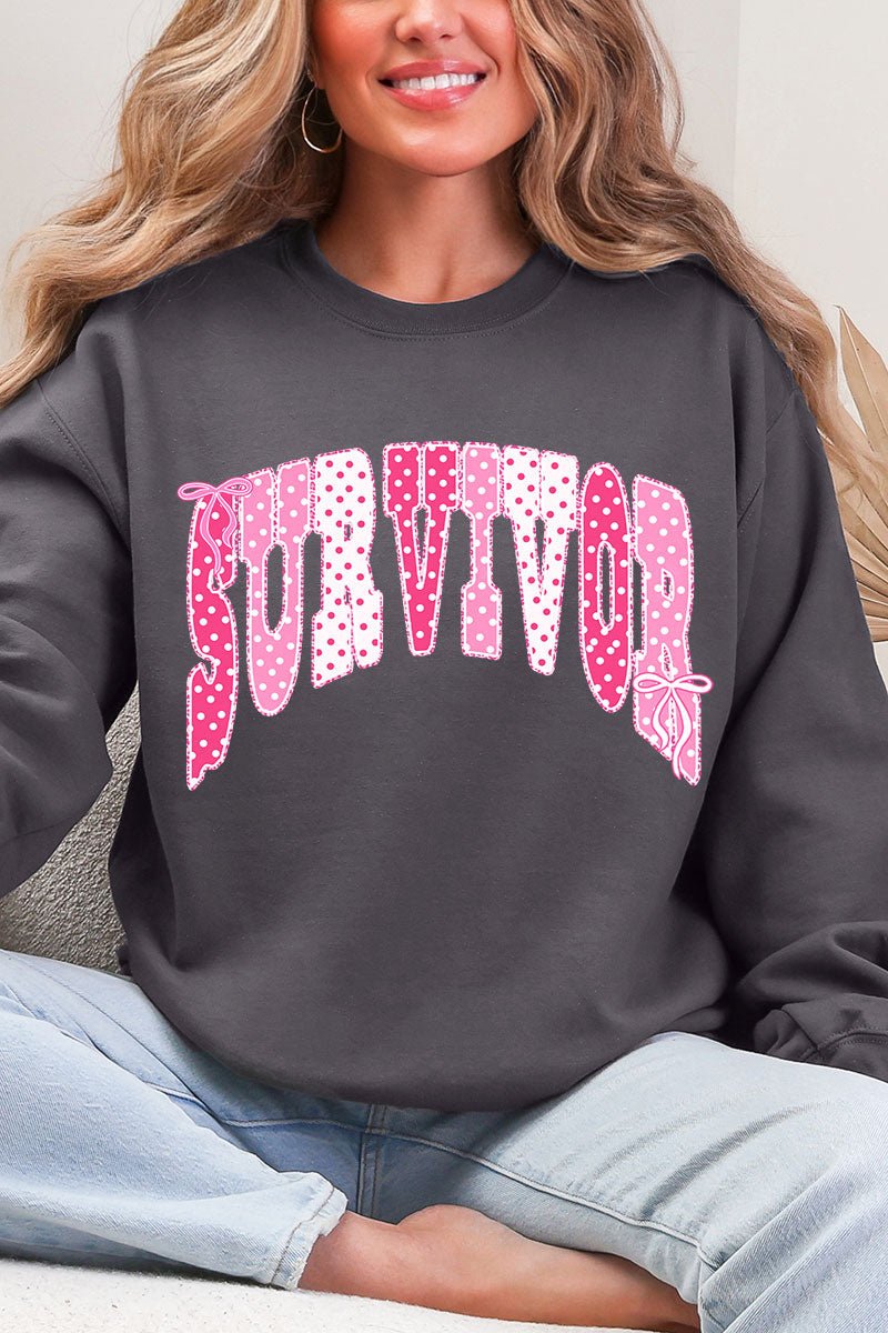 Pink Polka Pop Survivor Ecosmart Crewneck Sweatshirt - Wholesale Accessory Market