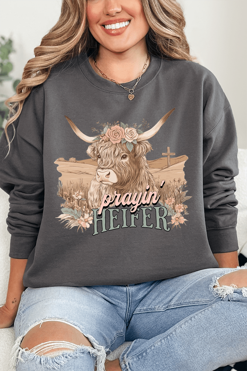 Prayin' Heifer Ecosmart Crewneck Sweatshirt - Wholesale Accessory Market