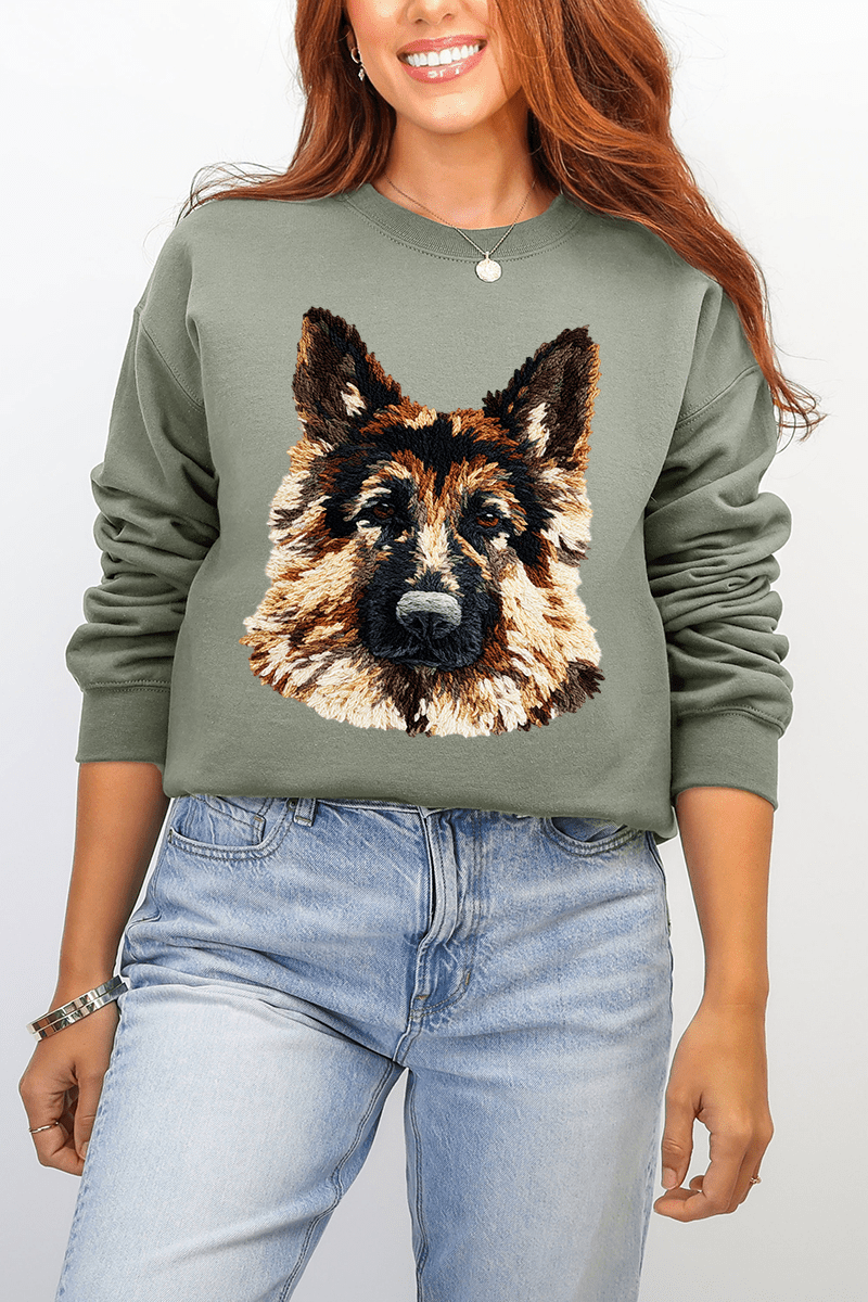 Faux Yarn German Shepherd Ecosmart Crewneck Sweatshirt - Wholesale Accessory Market