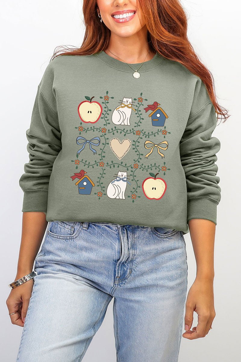 Heart & Home Quilt Ecosmart Crewneck Sweatshirt - Wholesale Accessory Market