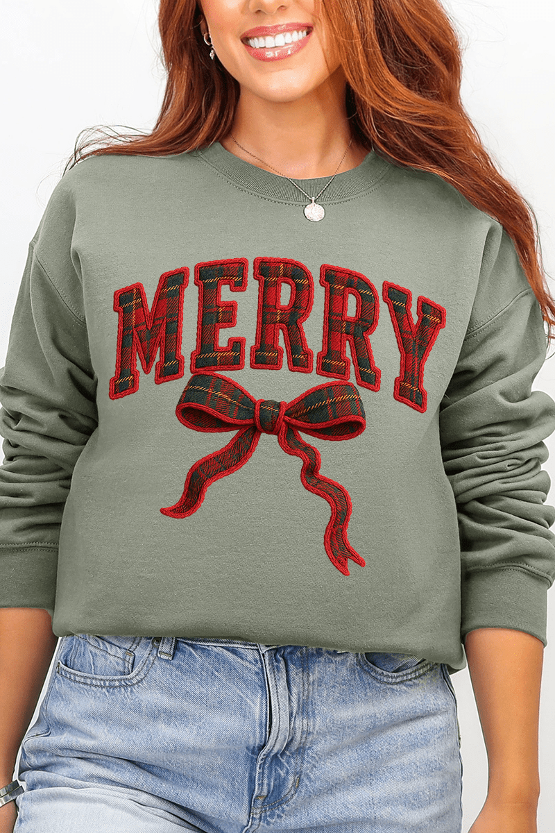 Merry In Plaid Ecosmart Crewneck Sweatshirt - Wholesale Accessory Market