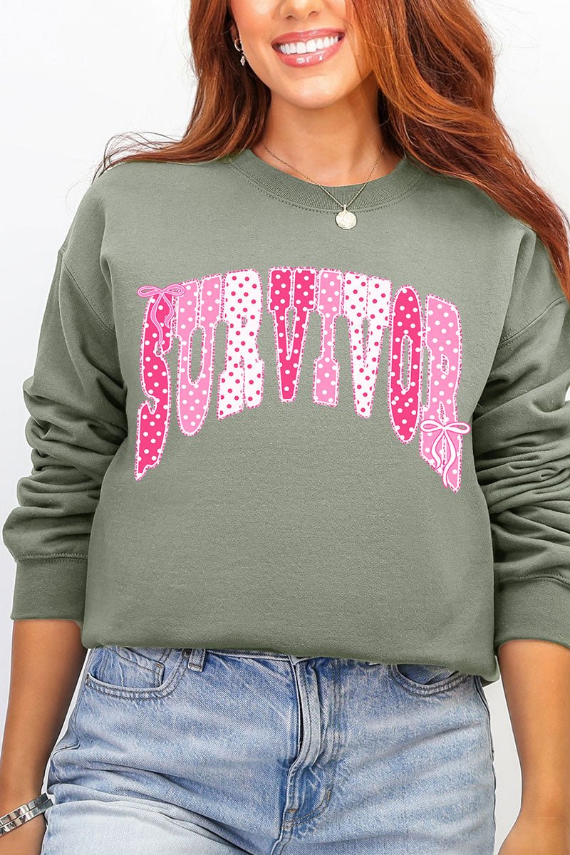 Pink Polka Pop Survivor Ecosmart Crewneck Sweatshirt - Wholesale Accessory Market