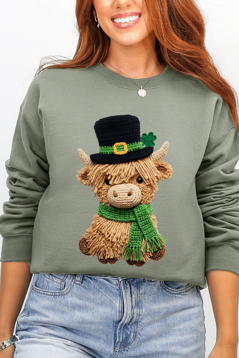 Shamrock & Moo Faux Yarn Ecosmart Crewneck Sweatshirt - Wholesale Accessory Market