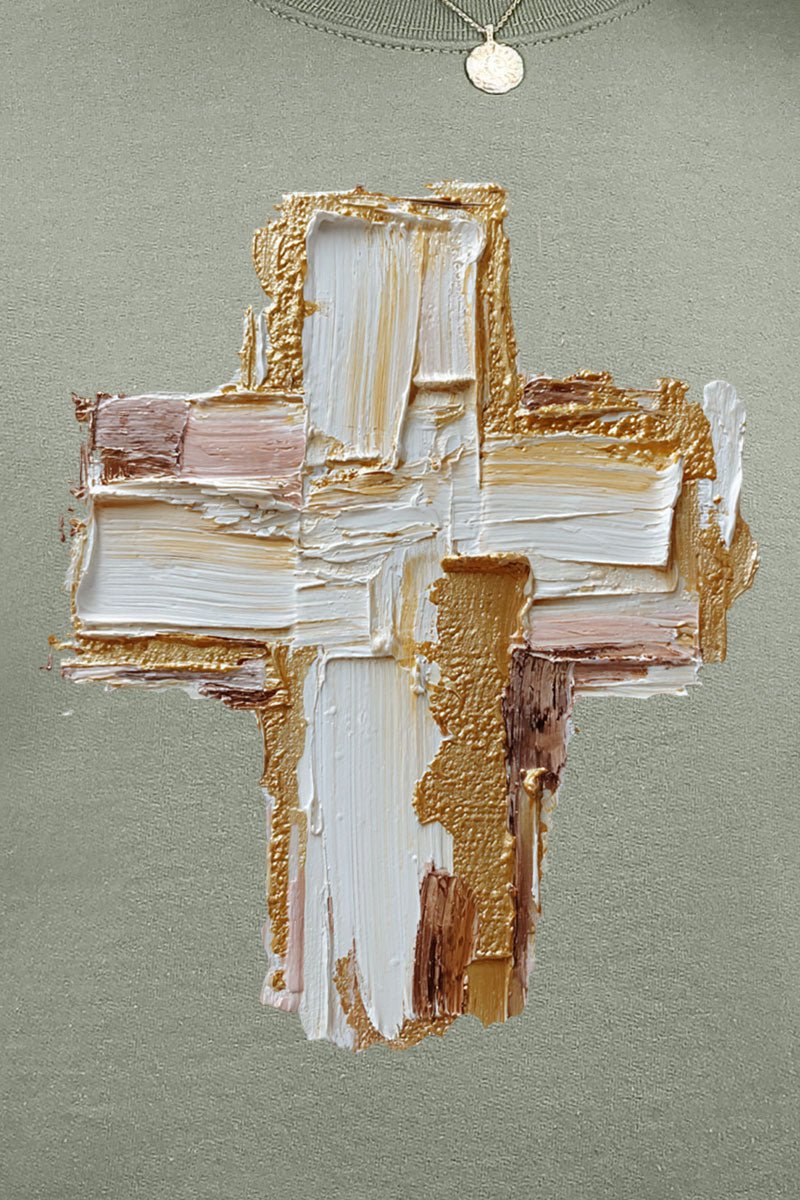 The Painted Gilded Cross Ecosmart Crewneck Sweatshirt - Wholesale Accessory Market
