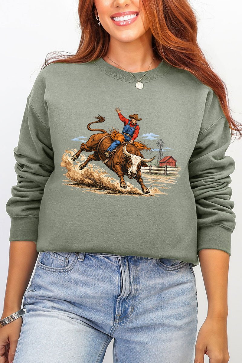 Vintage Rodeo Cowboy Ecosmart Crewneck Sweatshirt - Wholesale Accessory Market