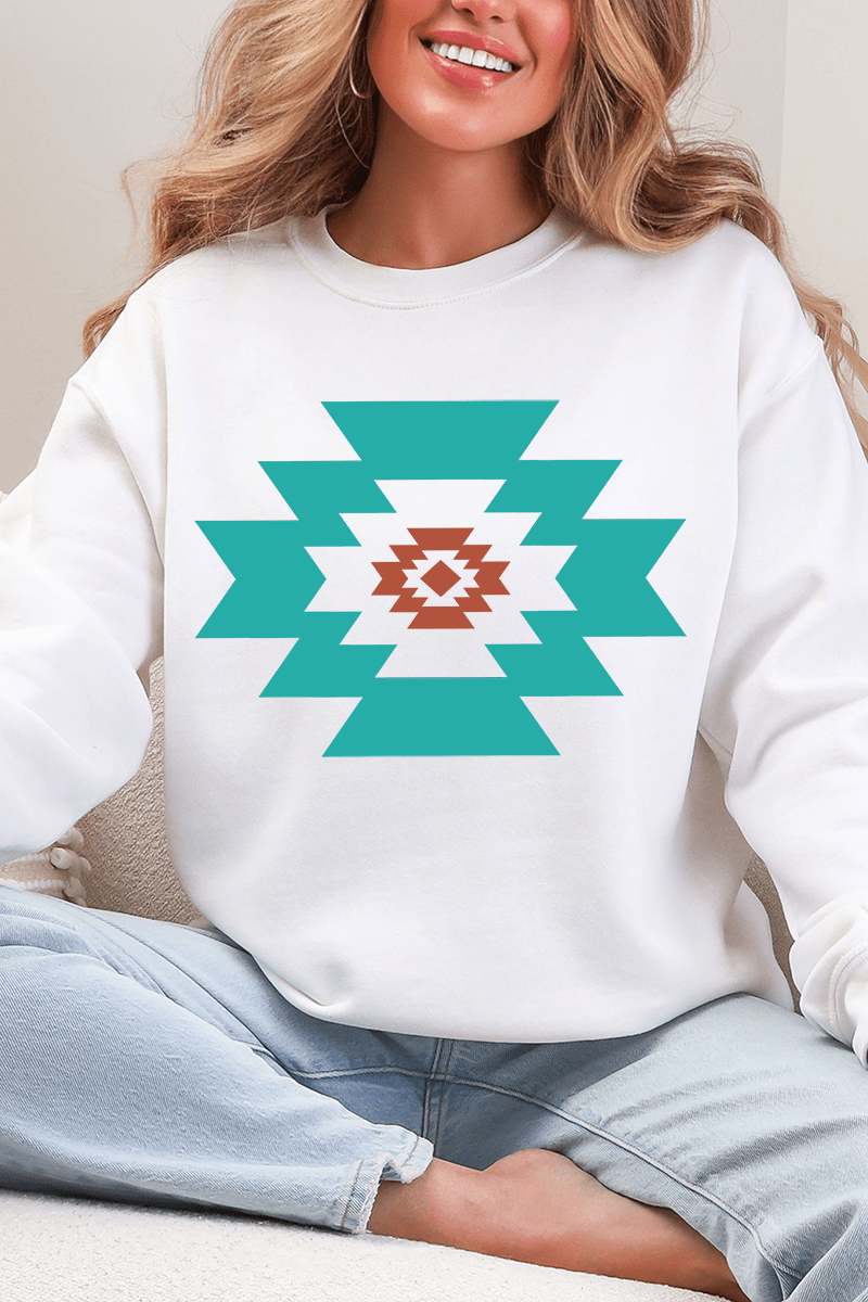 Punchy Aztec Ecosmart Crewneck Sweatshirt - Wholesale Accessory Market