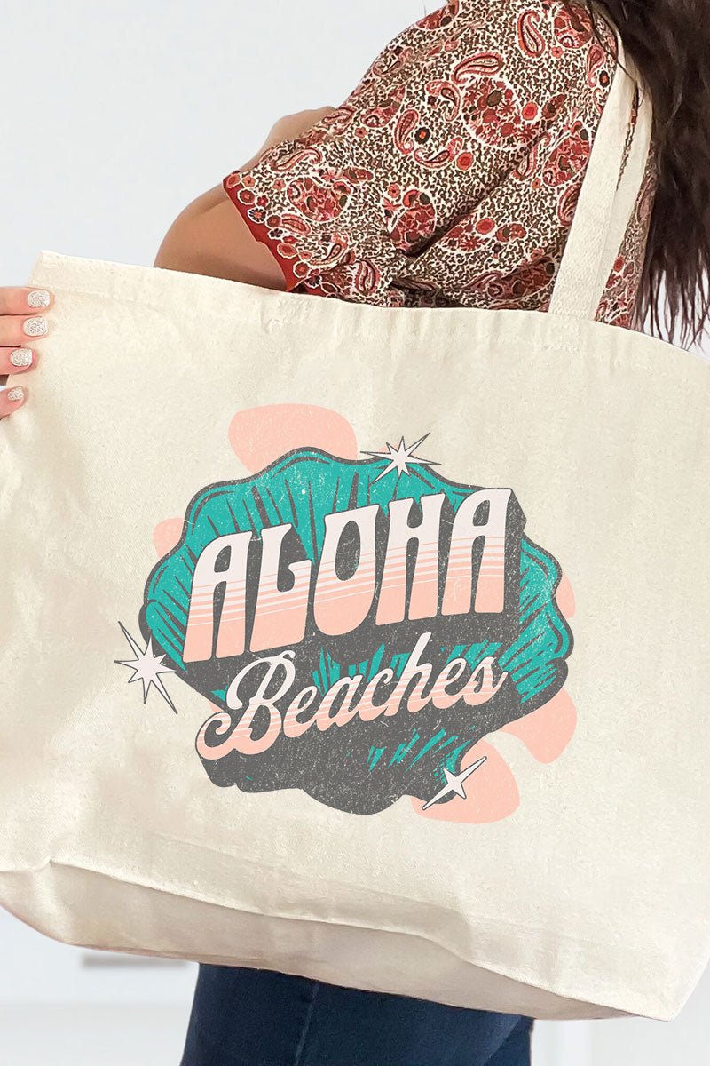 Aloha Beaches Canvas Jumbo Tote - Wholesale Accessory Market
