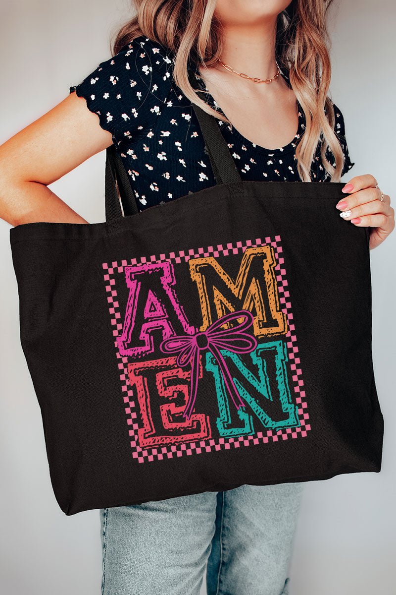 Amen In Color Canvas Jumbo Tote - Wholesale Accessory Market