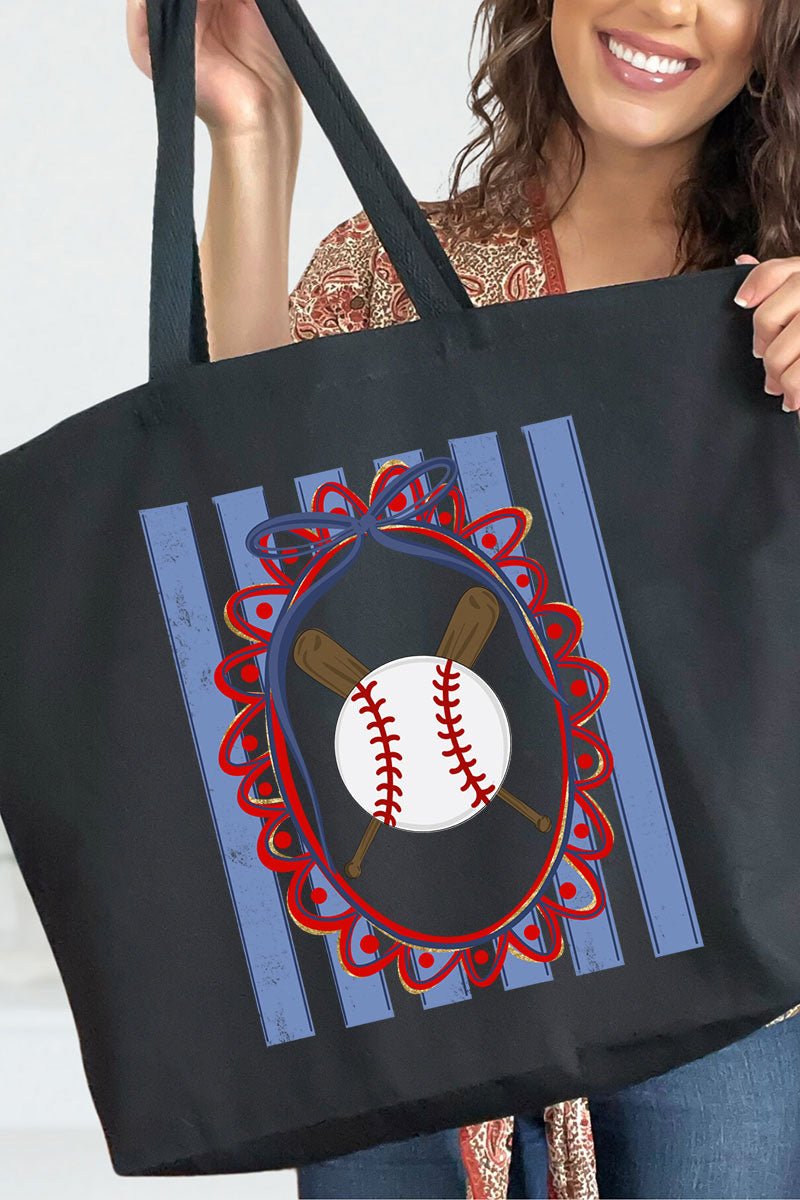 Baseball Stripes Canvas Jumbo Tote - Wholesale Accessory Market