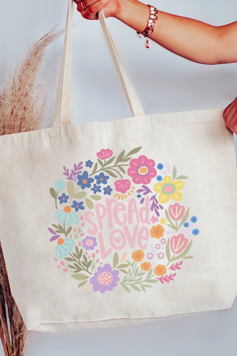 Blooming Love Canvas Jumbo Tote - Wholesale Accessory Market
