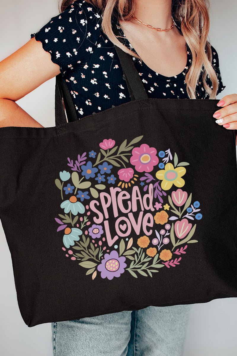 Blooming Love Canvas Jumbo Tote - Wholesale Accessory Market