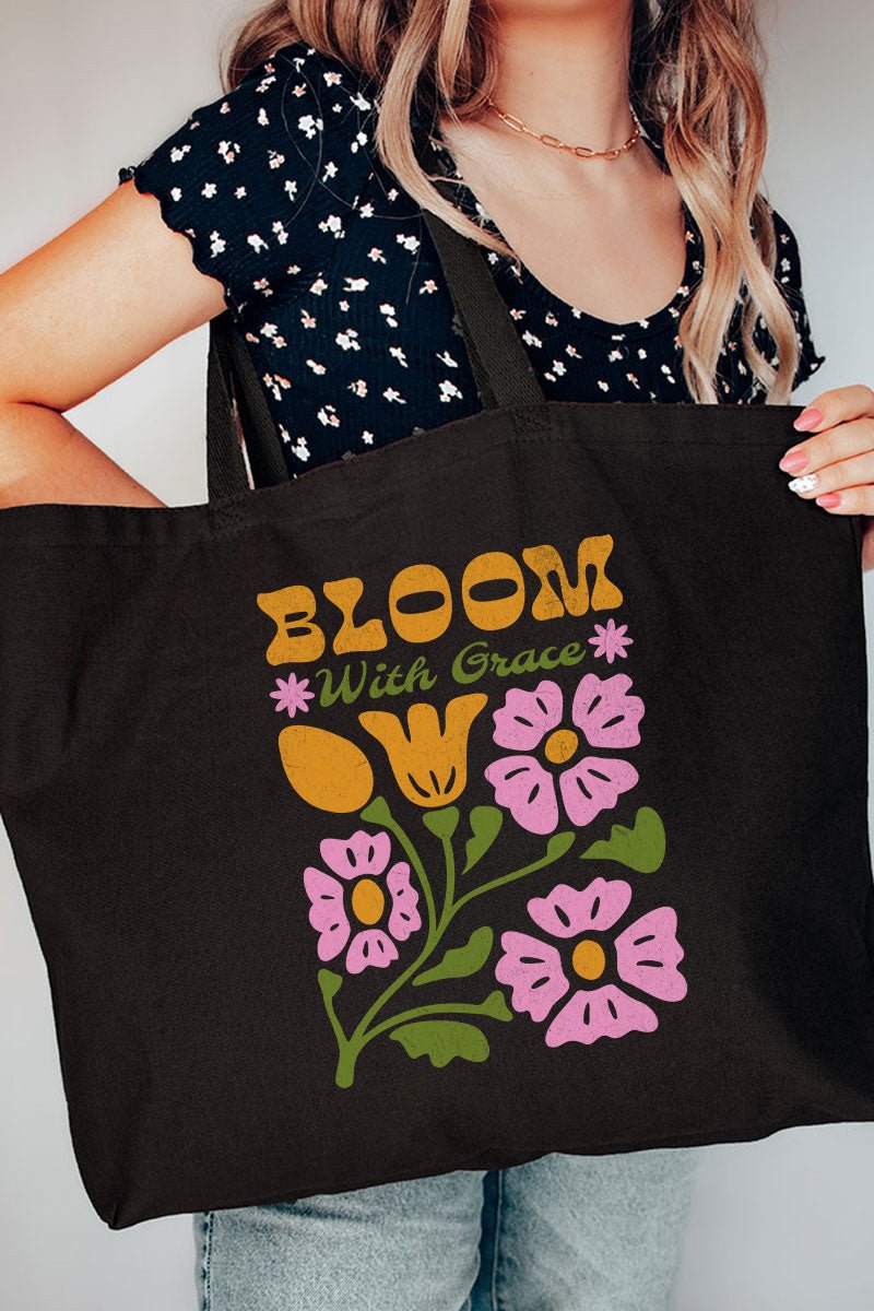 Bloom With Grace Canvas Jumbo Tote - Wholesale Accessory Market