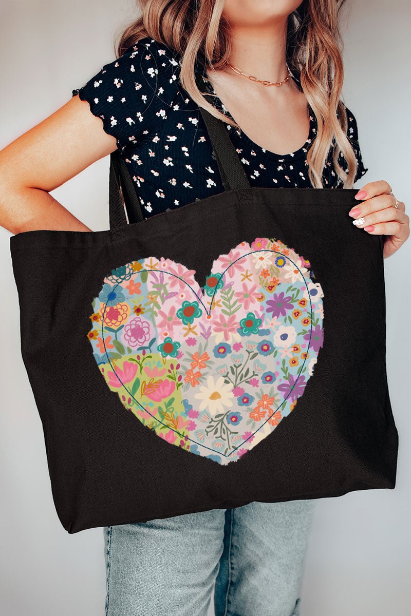 Boho Floral Heart Jumbo Tote - Wholesale Accessory Market