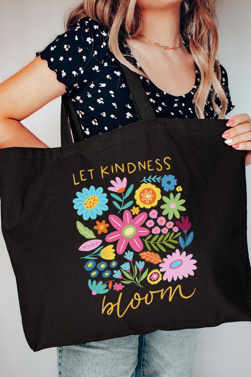 Boho Let Kindness Bloom Canvas Jumbo Tote - Wholesale Accessory Market