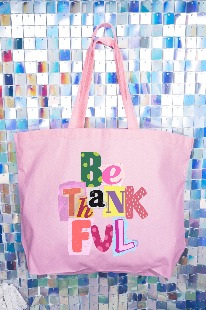 Bold Be Thankful Canvas Jumbo Tote - Wholesale Accessory Market