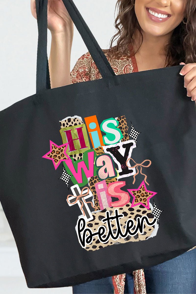 Bold His Way Is Best Canvas Jumbo Tote - Wholesale Accessory Market
