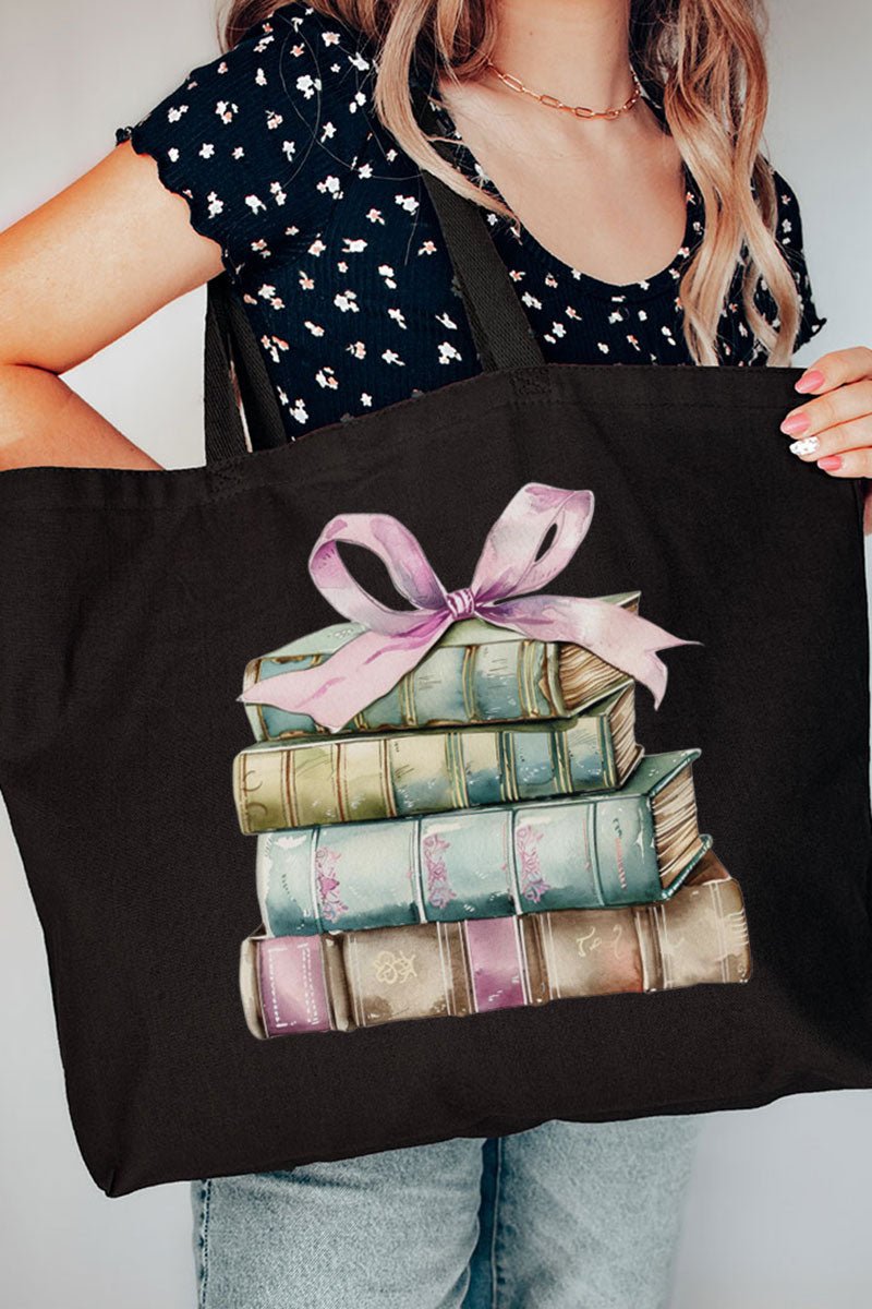 Bows And Books Canvas Jumbo Tote - Wholesale Accessory Market
