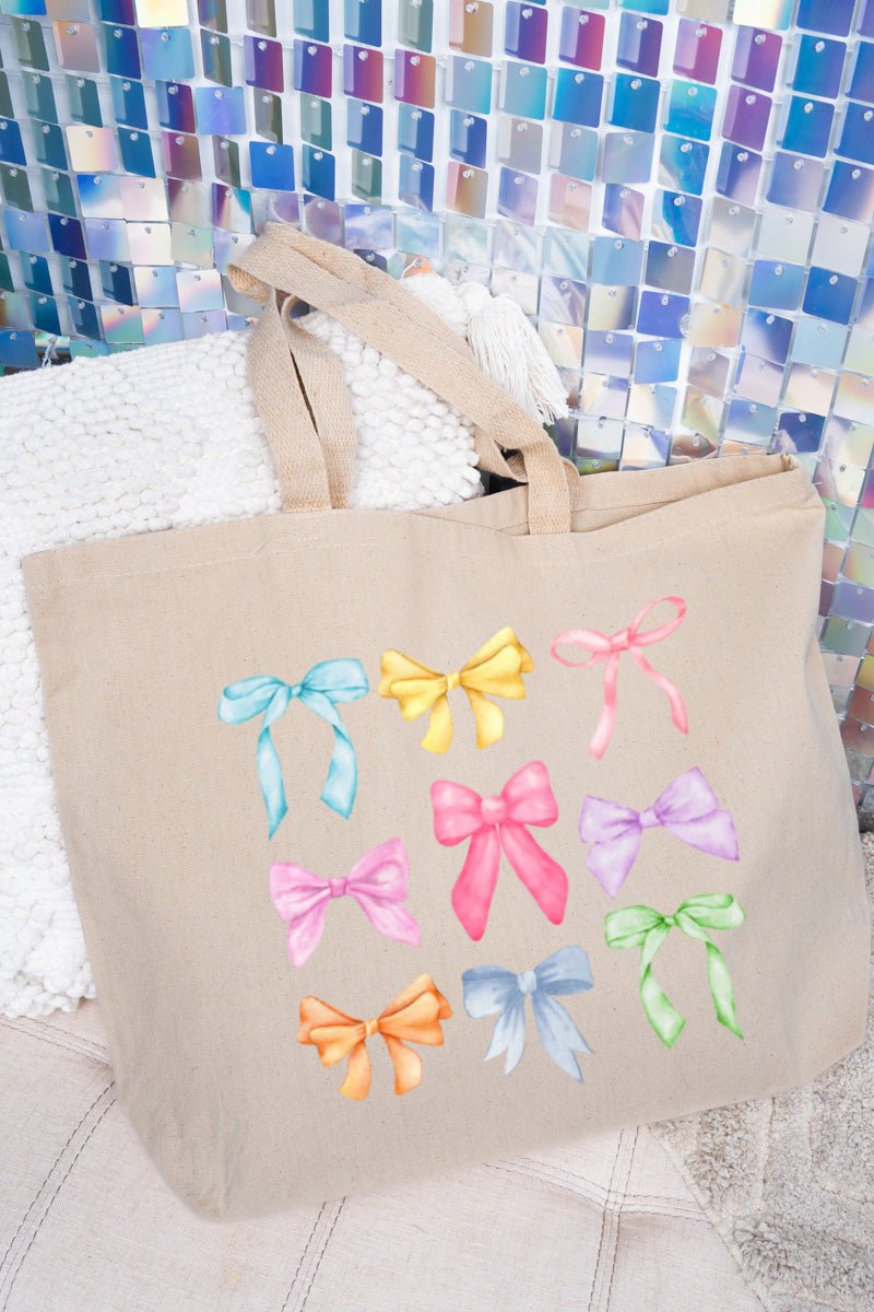 Bright Bowtique Canvas Jumbo Tote - Wholesale Accessory Market