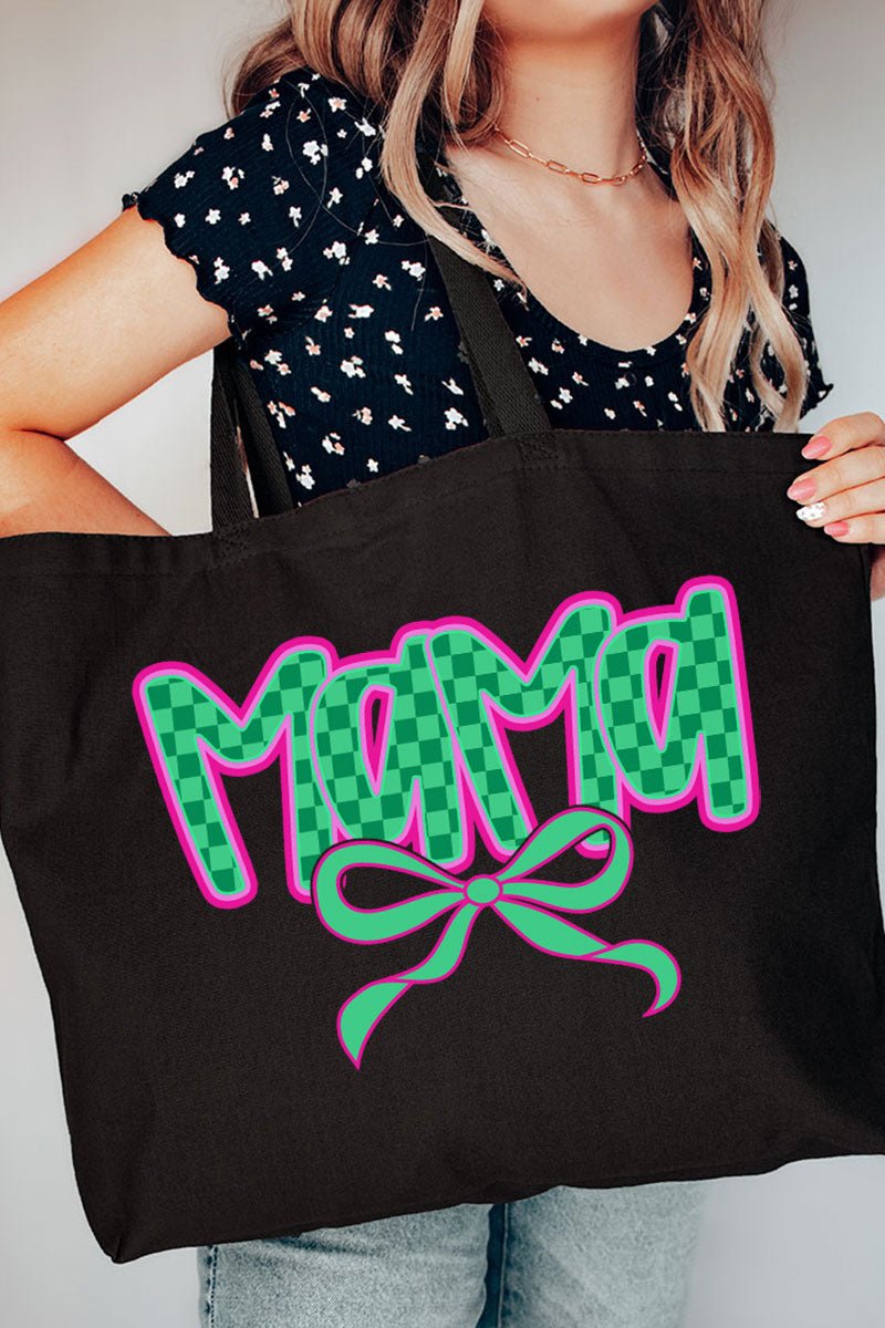 Bright Checkered Mama Canvas Jumbo Tote - Wholesale Accessory Market