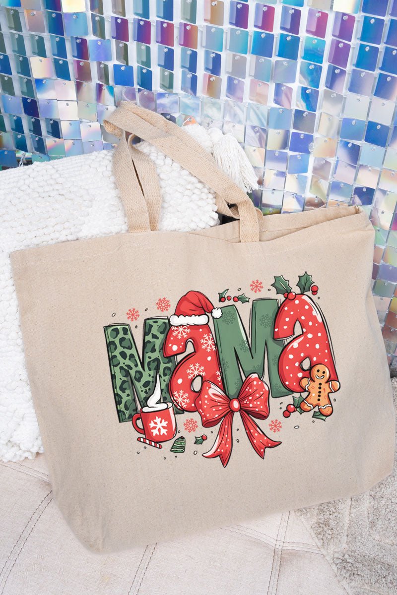 Cheerful Christmas Mama Canvas Jumbo Tote - Wholesale Accessory Market