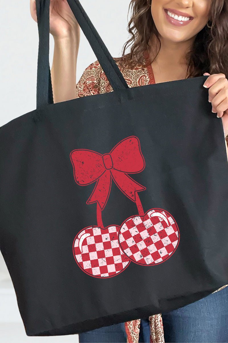 Cherry On Top Canvas Jumbo Tote - Wholesale Accessory Market